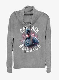Marvel Avengers: Endgame Cap Burst Cowlneck Long-Sleeve Womens Top