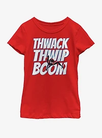 Marvel Spiderman Twack Thwip Boom Youth Girls T-Shirt