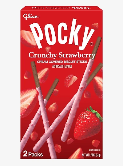Pocky Crunchy Strawberry Cream Covered Chocolate Biscuit Sticks