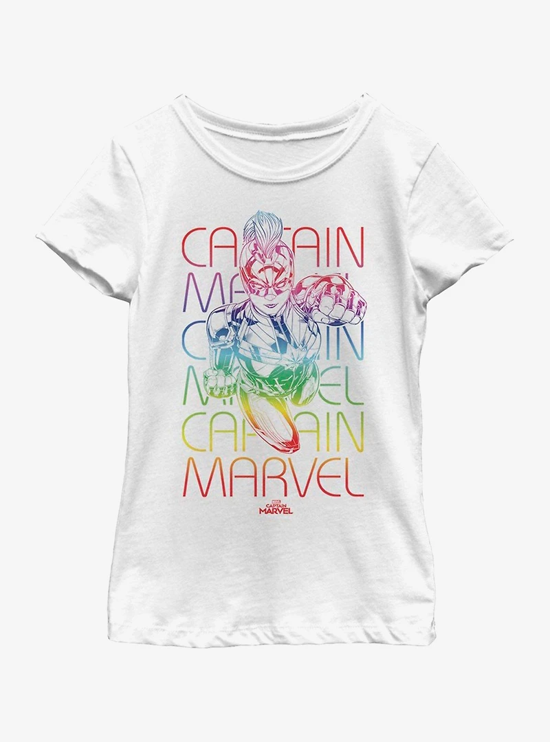 Marvel Captain Rainbow Power Youth Girls T-Shirt