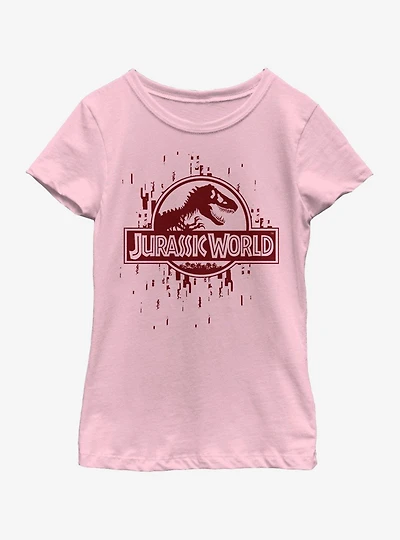 Jurassic World Glitchy Grid Youth Girls T-Shirt