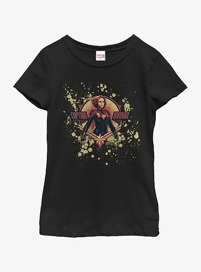 Marvel Captain Splatter Grunge Logo Youth Girls T-Shirt