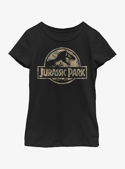 Jurassic Park Camo Logo Youth Girls T-Shirt