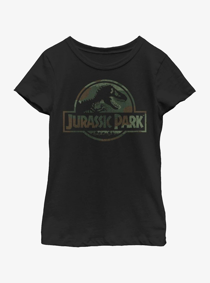 Jurassic Park Camo Logo Youth Girls T-Shirt