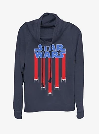 Star Wars Banner Girls Cowl Neck Long-Sleeve Top