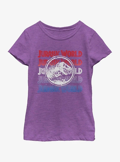 Jurassic World Logo Repeat Youth Girls T-Shirt