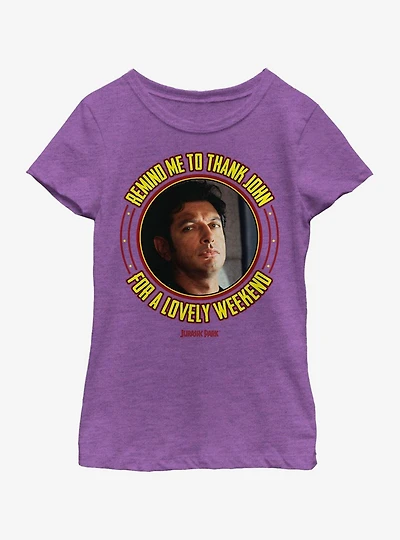 Jurassic Park Thanks John Youth Girls T-Shirt