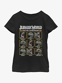 Jurassic World Expressions of Raptor Youth Girls T-Shirt