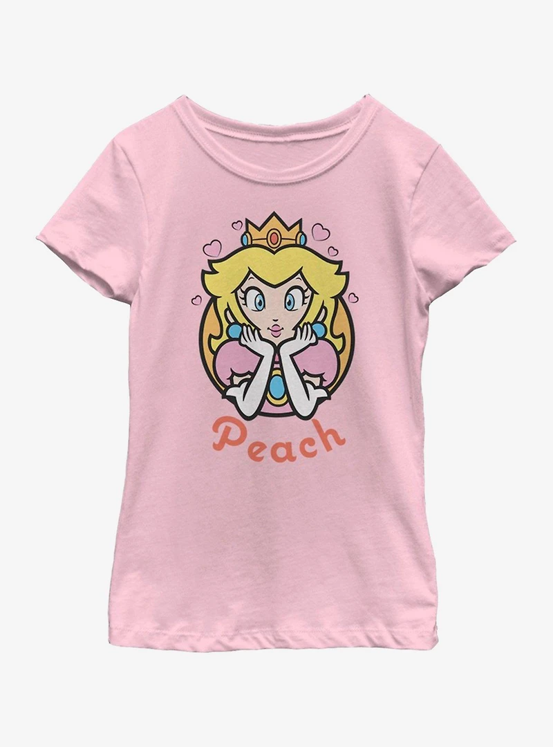 Nintendo Super Mario Peach Hearts 77 Youth Girls T-Shirt