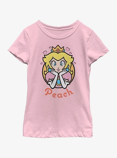 Nintendo Super Mario Peach Hearts 77 Youth Girls T-Shirt