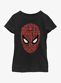 Marvel Spiderman: Far From Home Spider Word Face Youth Girls T-Shirt