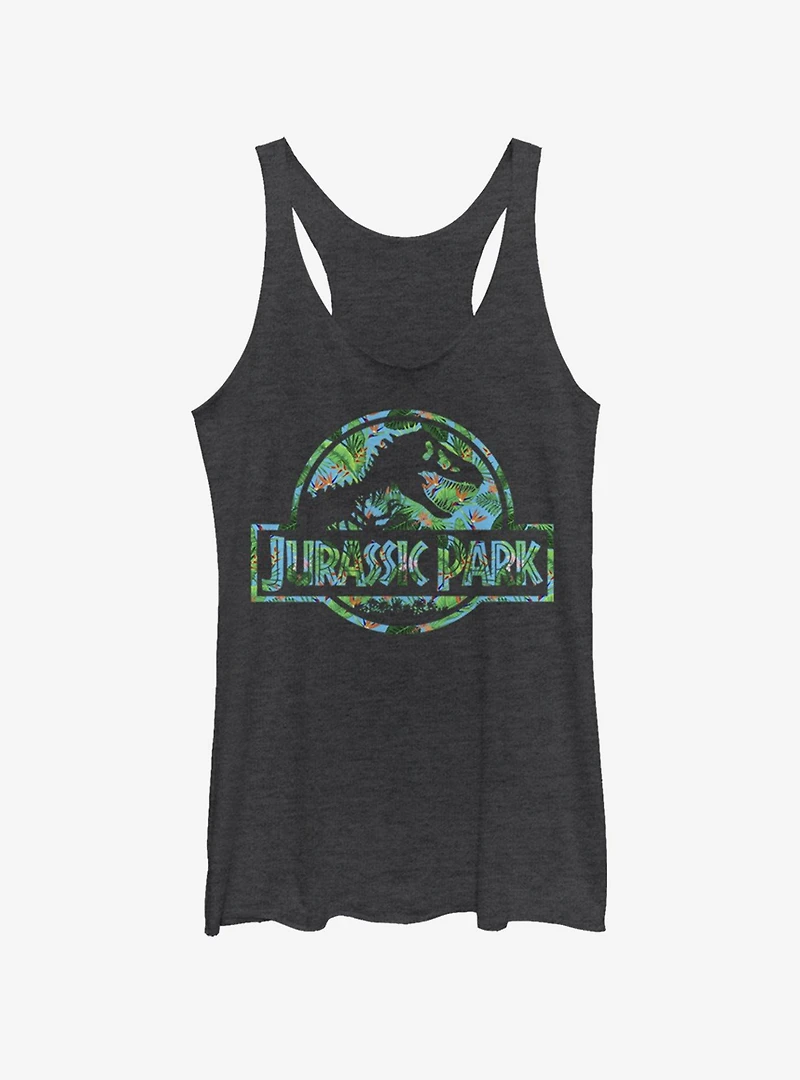 Jurassic Park Floral Logo Womens Tank Top
