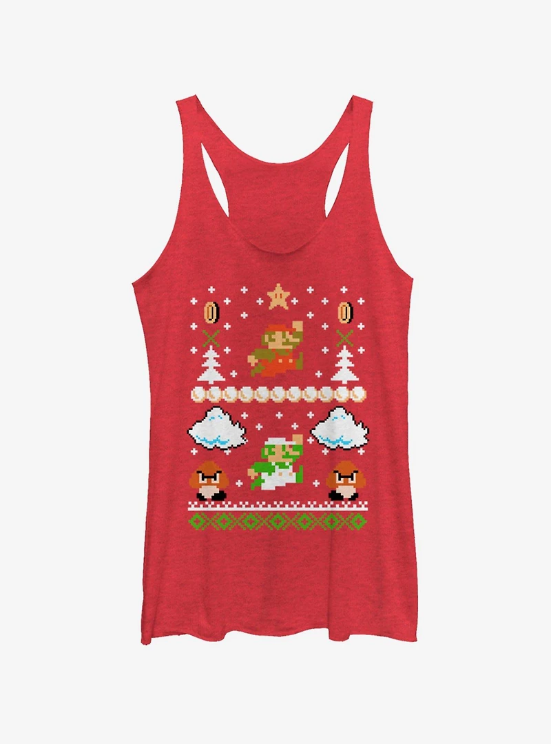 Nintendo Xmas Mario Womens Tank Top