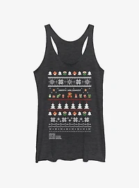 Nintendo Character Holiday Art Womens Tank Top