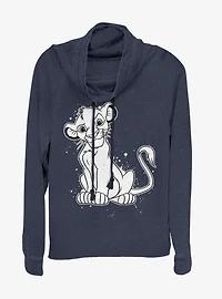 Disney The Lion King Simba Splatter Cowlneck Long-Sleeve Womens Top