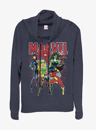Marvel Super Women Cowlneck Long-Sleeve Womens Top