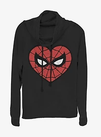 Marvel Spider-Man Spidey Heartbreaker Cowlneck Long-Sleeve Womens Top