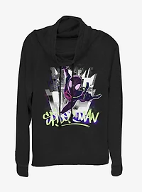 Marvel Spider-Man Brooklyn Graffiti Cowl Neck Long-Sleeve Girls Top