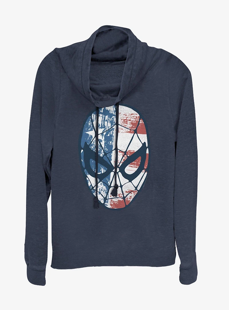 Marvel Spider-Man Spidey Americana Cowl Neck Long-Sleeve Girls Top