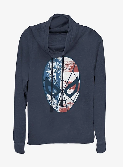 Marvel Spider-Man Spidey Americana Cowl Neck Long-Sleeve Girls Top