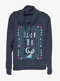 Disney Frozen Let It Go Ugly Sweater Cowl Neck Long-Sleeve Girls Top