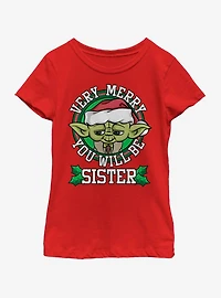 Star Wars Merry Yoda Sister Youth Girls T-Shirt