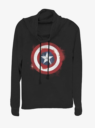 Marvel Captain America Spray Logo Cowlneck Long-Sleeve Womens Top