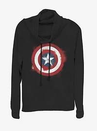 Marvel Captain America Spray Logo Cowlneck Long-Sleeve Womens Top