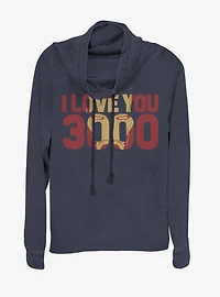Marvel Iron Man Love You 3000 Cowlneck Long-Sleeve Womens Top