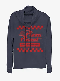 Disney Pixar Toy Story Pizza Planet Box Cowlneck Long-Sleeve Womens Top