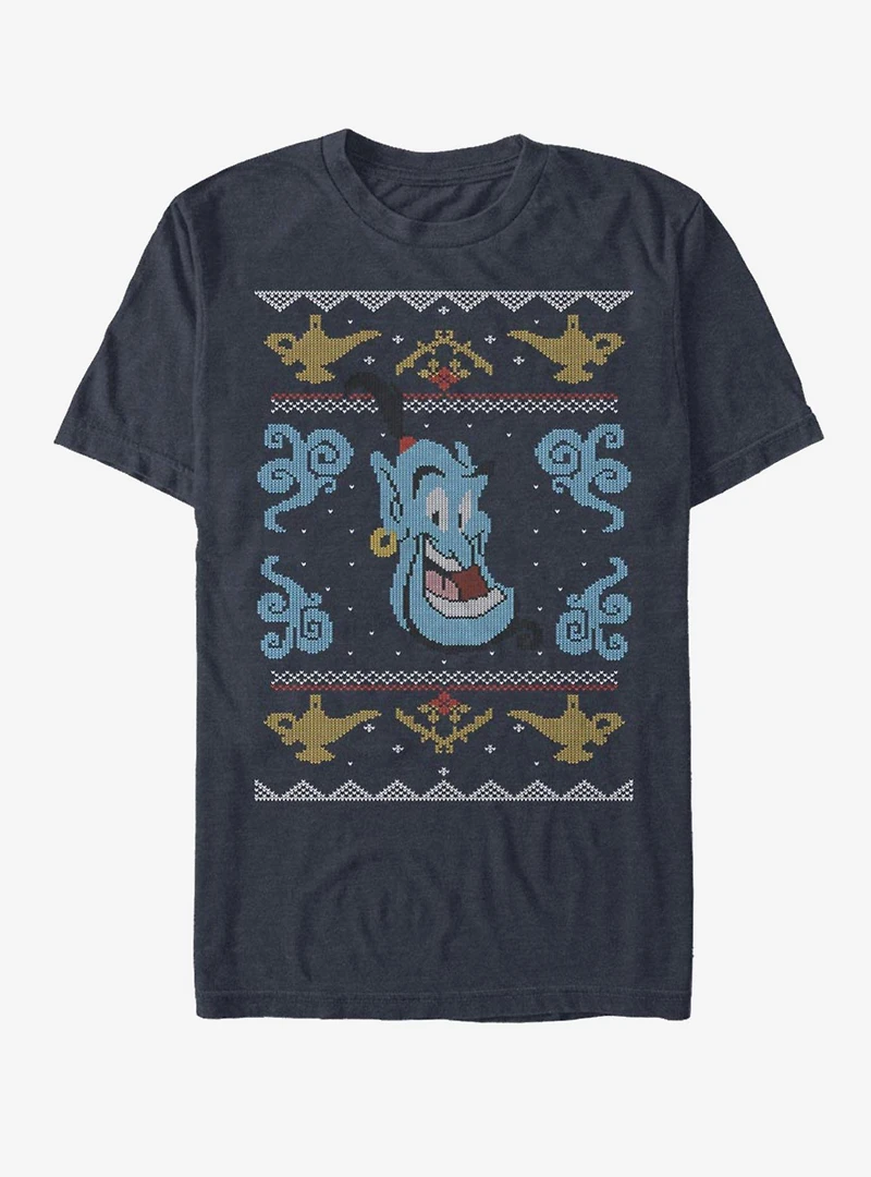 Disney Aladdin Christmas Sweater Genie Pattern T-Shirt