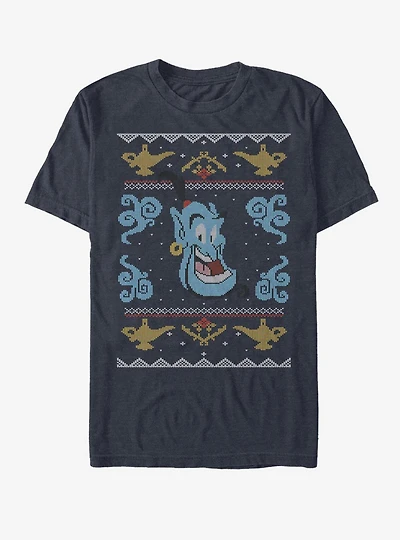 Disney Aladdin Christmas Sweater Genie Pattern T-Shirt