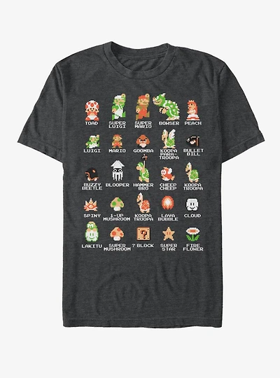 Nintendo Super Mario Pixel Cast T-Shirt