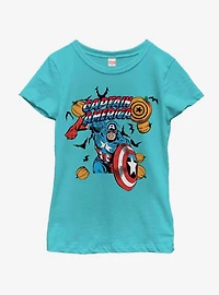 Marvel Captain America Pumpkin Youth Girls T-Shirt