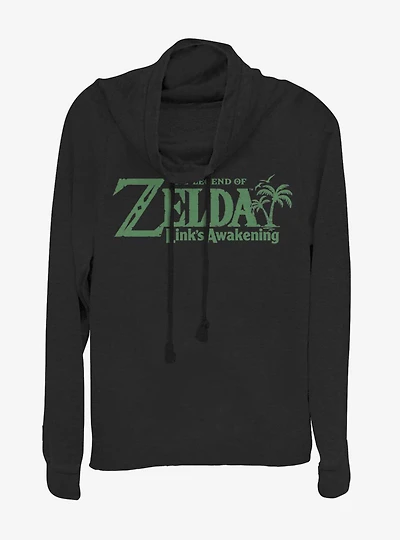 Nintendo Zelda Link's Awakening Logo Cowlneck Long-Sleeve Womens Top