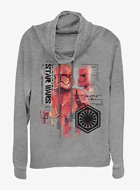 Star Wars Episode IX The Rise Of Skywalker Red Trooper Schematic Cowlneck Long-Sleeve Womens Top