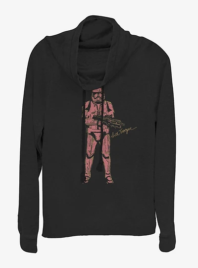 Star Wars Episode IX The Rise Of Skywalker Red Trooper Cowlneck Long-Sleeve Womens Top