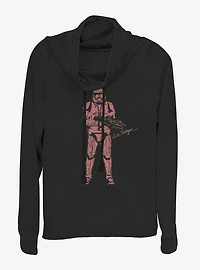 Star Wars Episode IX The Rise Of Skywalker Red Trooper Cowlneck Long-Sleeve Womens Top
