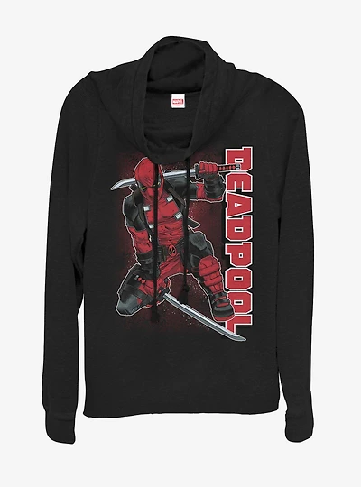 Marvel Deadpool Skull Hall Cowl Neck Long-Sleeve Girls Top