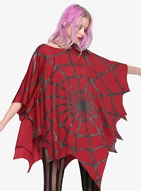 Red Glitter Web Poncho