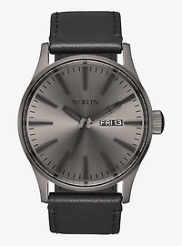 Nixon Sentry Leather Gunmetal and Black Watch
