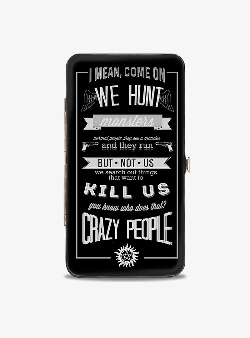Supernatural Dean Crazy People Quote Winchester Pentagram Hinged Wallet