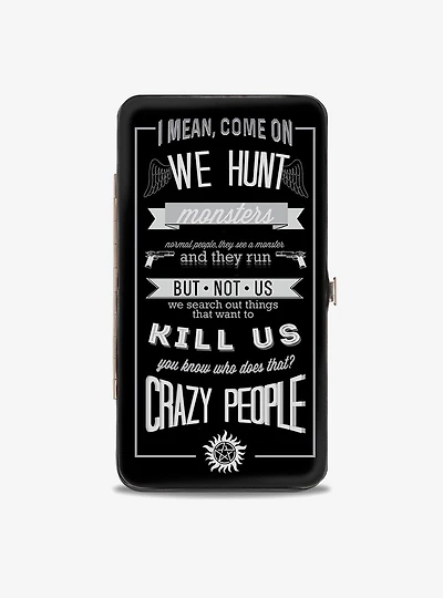 Supernatural Dean Crazy People Quote Winchester Pentagram Hinged Wallet