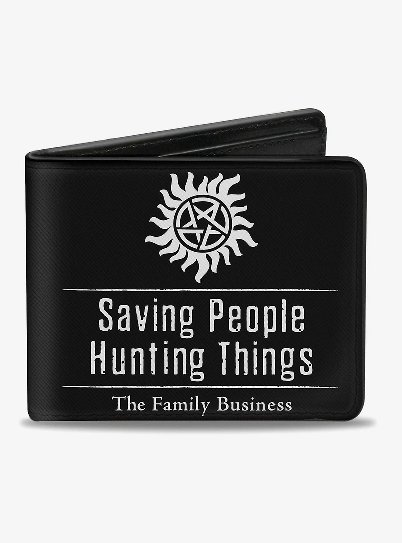 Supernatural Winchster Logo Saving People Hunting Things Family Business Bi-Fold Wallet