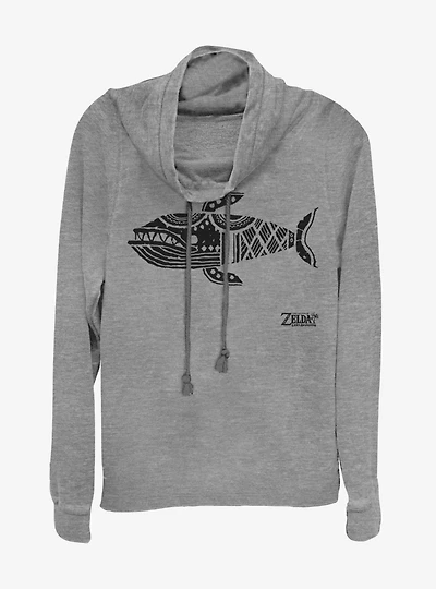 Nintendo The Legend of Zelda: Link's Awakening Whale Glyph Cowl Neck Long-Sleeve Girls Top