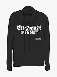 Nintendo The Legend of Zelda: Link's Awakening Japanese Logo Cowl Neck Long-Sleeve Girls Top