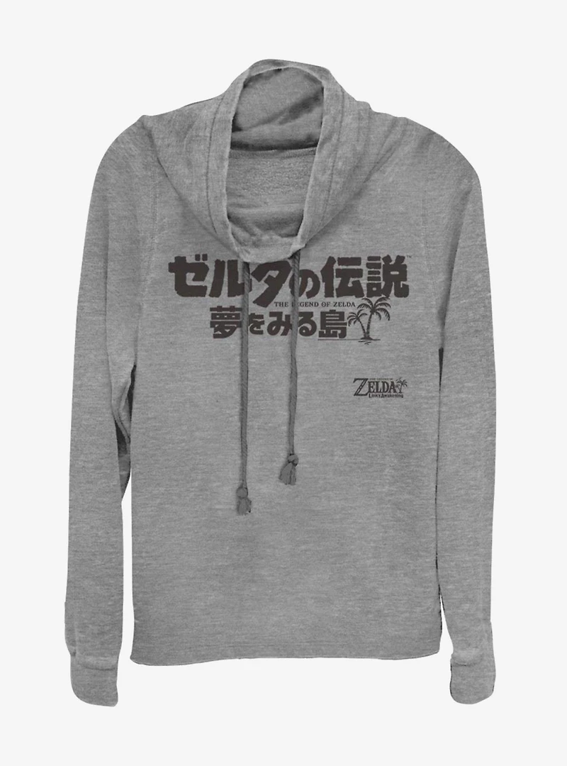 Nintendo The Legend of Zelda: Link's Awakening Japenese Logo Cowl Neck Long-Sleeve Girls Top