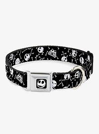 The Nightmare Before Christmas Jack Expressions Bones Scattered Seatbelt Buckle Dog Collar