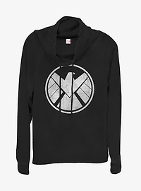 Marvel Avengers Vintage Shield Cowlneck Long-Sleeve Womens Top