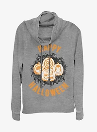 Marvel Avengers Happy Halloween Pumpkins Cowlneck Long-Sleeve Womens Top